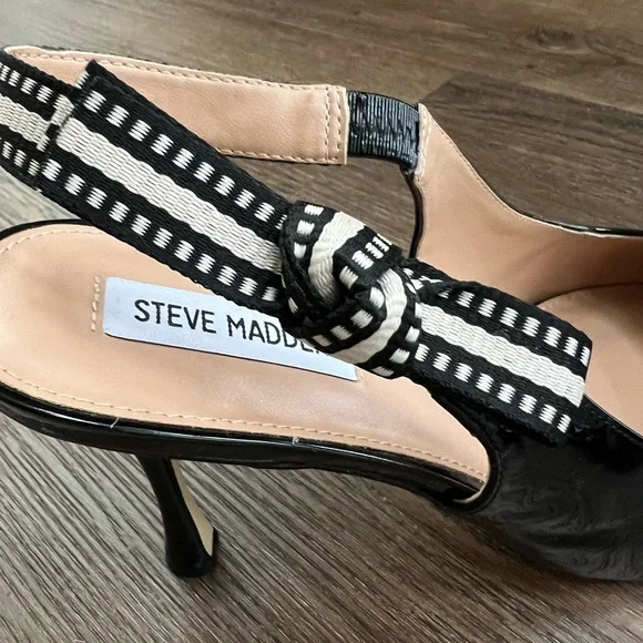 Steve Madden BRI Black Patent Slingback Heels Sz 11 - Picture 8 of 8